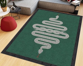 Green Rug, Snake Rug, Fashion Rug, Modern Art Rug, Luxury Decor, Office Rug, Living Room Rugs, Gift For Him Her, House decoration, Floor Rug
