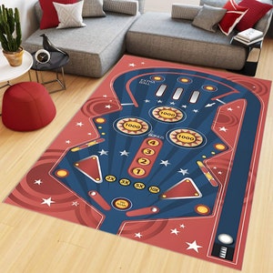 Pinball Rug, Pin Ball Rug, Kids Room Rug, Nostalgia Retro Decor, Gamer Rug, Gaming Room Rug, Gift For Gamers, Gift For Him Her, Area Rug