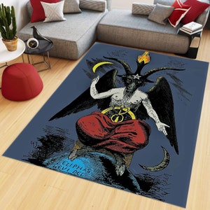 Satan Rug, Witch Rug, Devil Rug, Ritual Rug, Pentagram Rug, Room Decor, Cool Rug, Living Room Rugs, Lucifer Rug, Gift For Him Her, Floor Rug