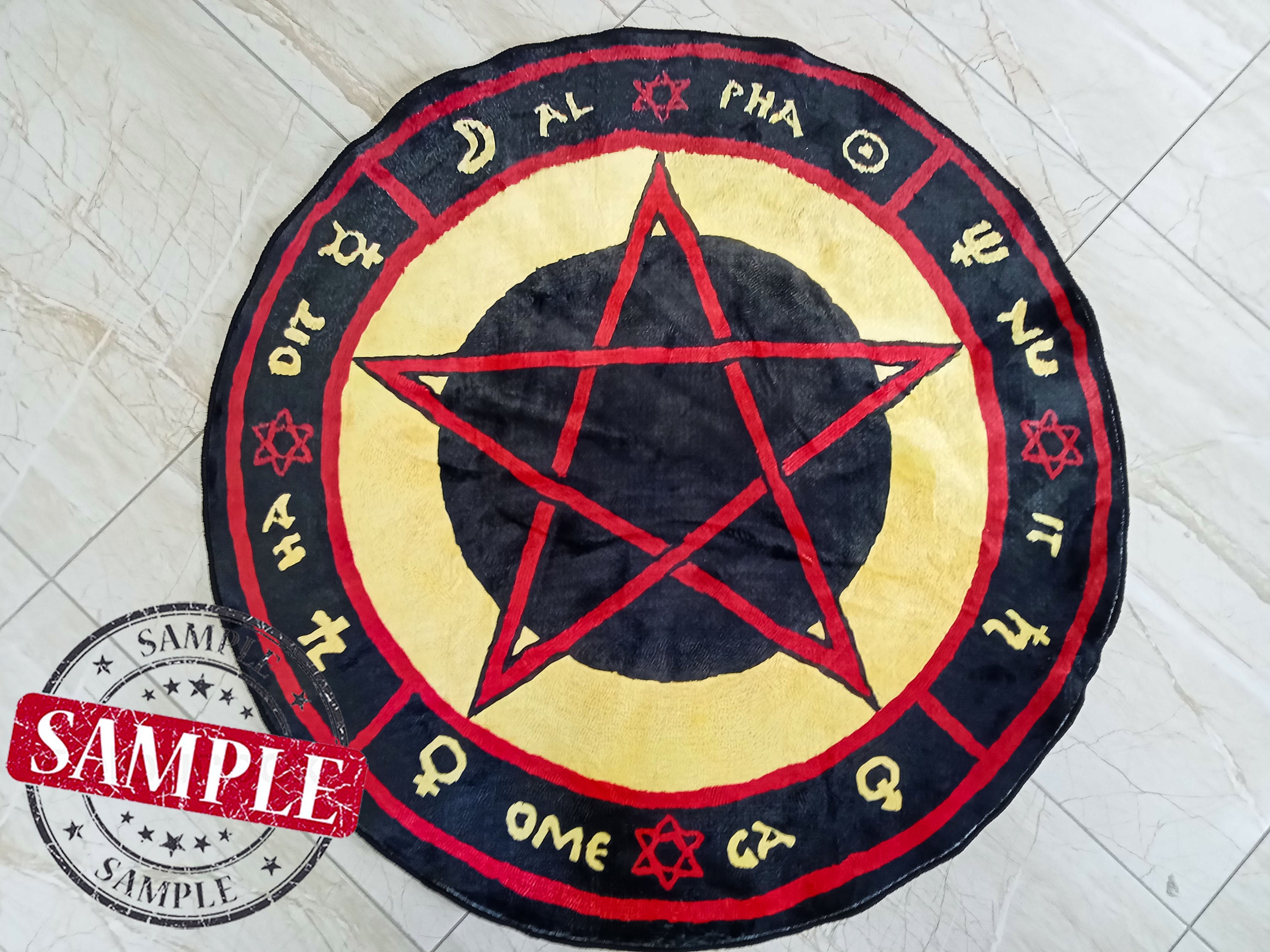 The Love Witch Patterned Rug, Astrology Rug, Mystery Decor, Red ...