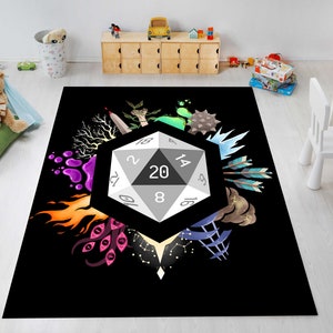 Dungeons Dragons Teppich, Würfelteppich, DND Thema Teppich, Spielkarte, Jungenzimmer Dekor, Gamer Teppich, Geschenk für Ihn, personalisiertes Geschenk