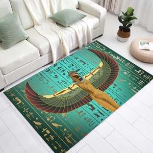 Egypt Rug, Ankh Rug, Ancient Rug, Ra Rug, Hieroglyph Rug, Room Decor, Living Room Rugs, Modern Rug, Office Rug, Gift For Him Her, Area Rug