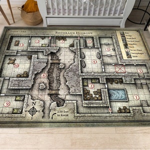 Dungeons Dragons Teppich, Redbrand Karte, Versteck Karte, DND Karte Teppich, Spielkarte, Jungenzimmer Dekor, Gamer Teppich, Spielzimmer Teppich, Geschenk für Ihn