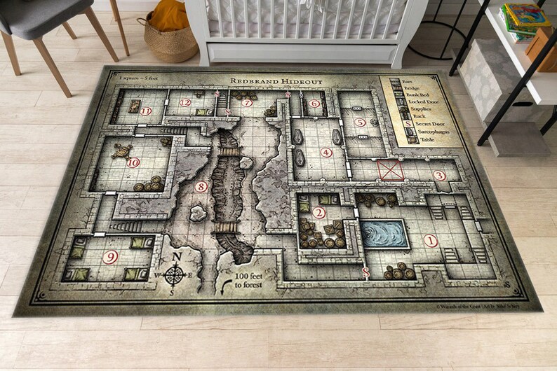 Dungeons Dragons Rug, Redbrand Map, Hide Out Map, DND Map Rug, Game Map ...