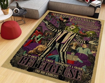 Beetlejuice Rug, Movie Rug, Old Times Retro Decor, Beetle Juice Rug, Living Room Rug, Boys Room Carpet, Cool Rug, Office Rug, Area Floor Rug