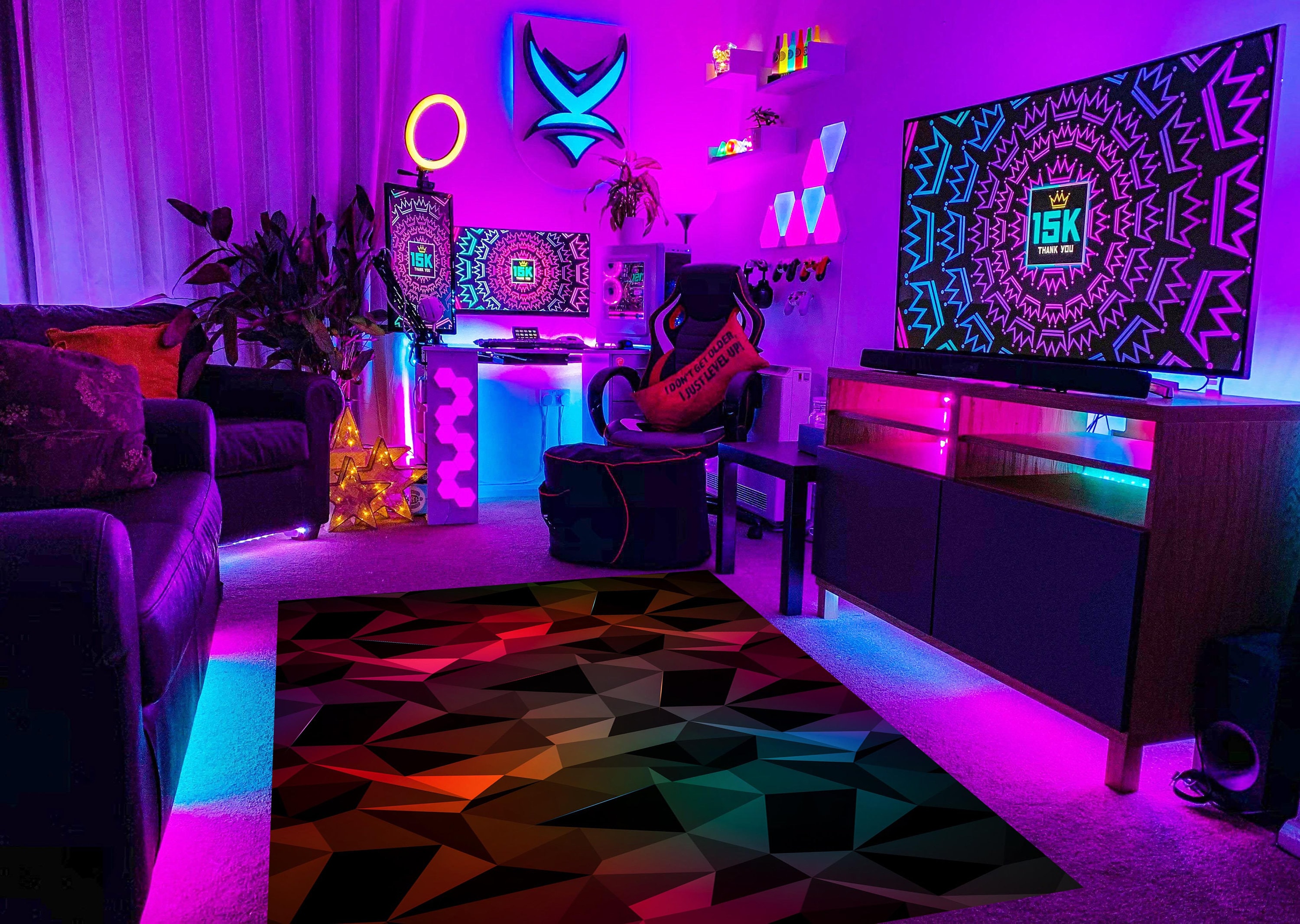 Gaming Room Rug, E-sport Rug, Neon Look Rug, Colorful Rug, Gamer Rug ...