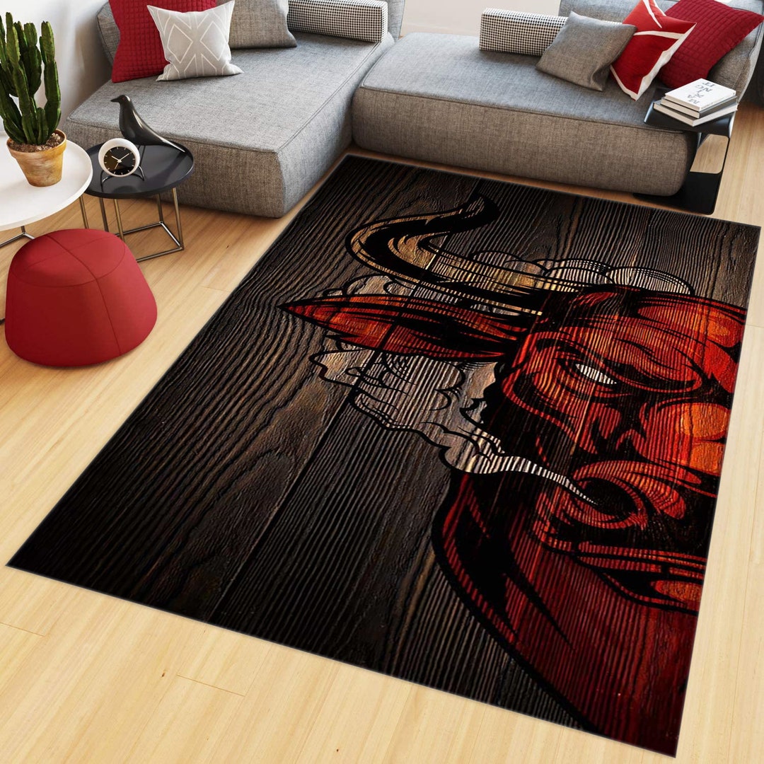 Bull Rug, Wood Look Rug, Cowboy Rug, Personalized Gift, Room Decor ...