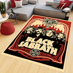 Black Sabbath Rug, Musician Room Decor, Music Carpet, Heavy Metal Rug, Rock Music Decor, Retro Music Rug,Living Room Rug, Boys Room Cool Rug