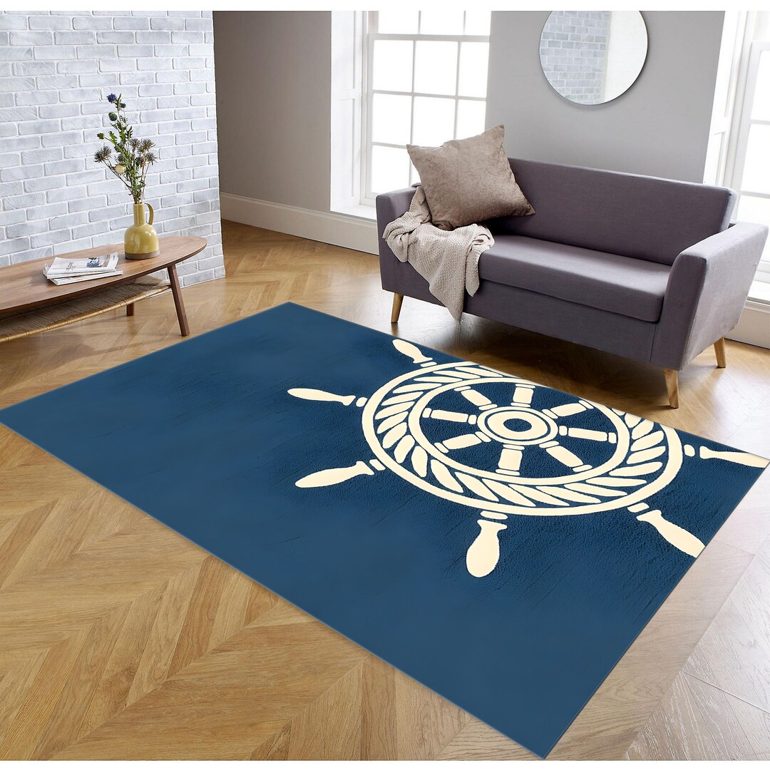 Sailor Rug, Anchor Rug, Blue Rug, Kids Room Rug, Room Decor, Living ...