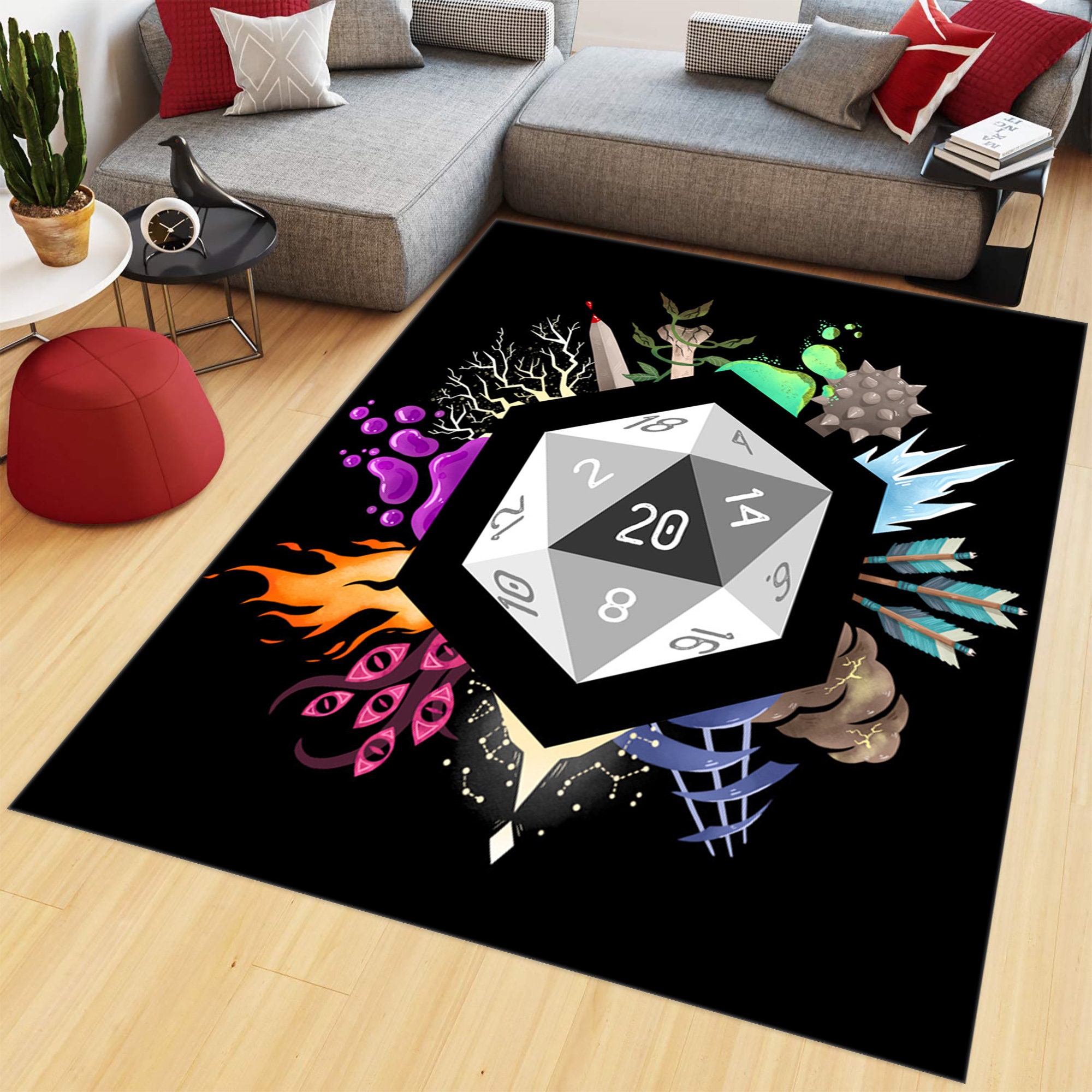 Dnd Red Rug Dungeons Dragons Rug, Dice Carpet, DND Theme Rug, Game Map, Boys Room ...