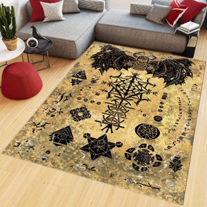 Satan Rug, Witch Board Rug, Ritual Rug, Pentagram Rug, Room Decor, Magic Cool Rug, Living Room Rugs, Lucifer Rug, Gift For Him Her,Floor Rug