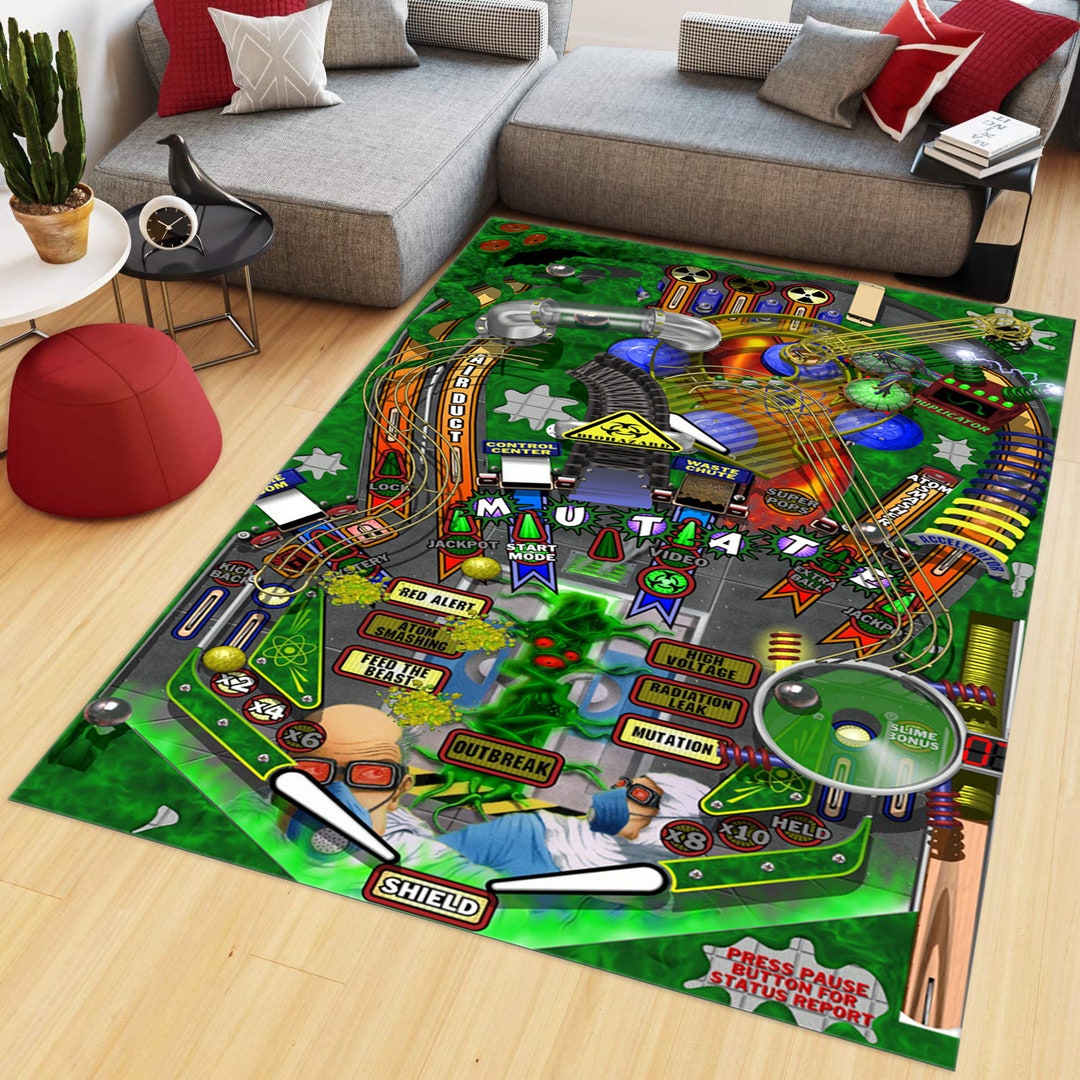 Pinball Rug, Pin Ball Rug, Kids Room Rug, Nostalgia Retro Decor, Gamer ...