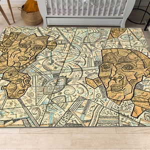 Tappeto Mosaic View, tappeto a tema mappa, tappeto scolastico, tappeto cool, arredamento per ufficio, tappeto antiscivolo, regalo per lui, arredamento per la casa, tappeto da pavimento, per soggiorno