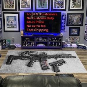 AR-15ラグ、ライフル銃ラグ、ゲーマーエリアラグ、ゲームルーム装飾、リビングルームラグ、部屋の装飾、彼/彼女へのギフト、クールなラグ、パーソナライズギフト