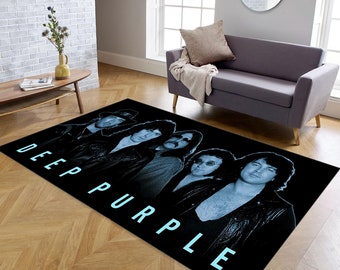 Deep Purple Rug, Cooler Teppich, Rockmusik-Teppich, Heavy-Metal-Teppich, Beliebter Teppich, Wohnzimmerteppich, Hausbereich-Dekor, Geschenk für ihn sie, Ziegen-Raum-Dekor