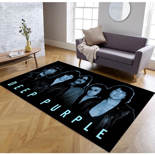 Deep Purple Rug, Cooler Teppich, Rockmusik-Teppich, Heavy-Metal-Teppich, Beliebter Teppich, Wohnzimmerteppich, Hausbereich-Dekor, Geschenk für ihn sie, Ziegen-Raum-Dekor