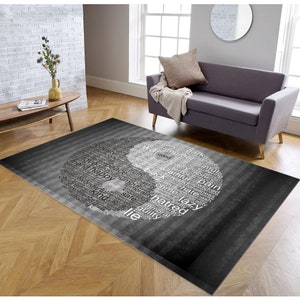 Ying Yang RUg, Yin Yang Rug, Bad And Good Rug, Modern Rug, Office Rug,Gift For Him Her, Home Decor, Grey Gray Rug, Mystic Rug, Authentic Rug