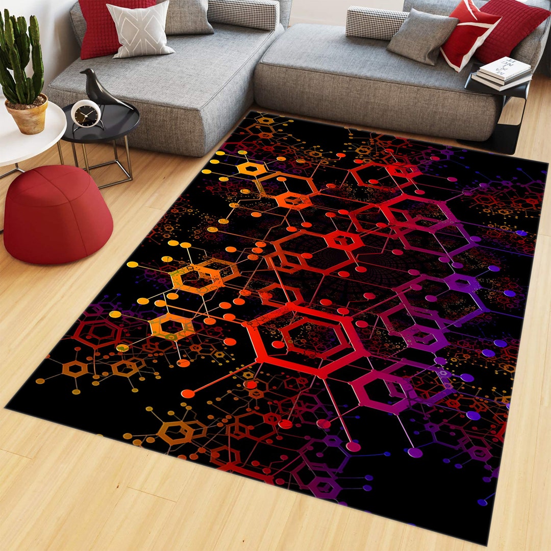 Pcb Rug Geometric Printed Rug, Circuit Board Rug, Home Decor, Gamer Rug, Gaming ...