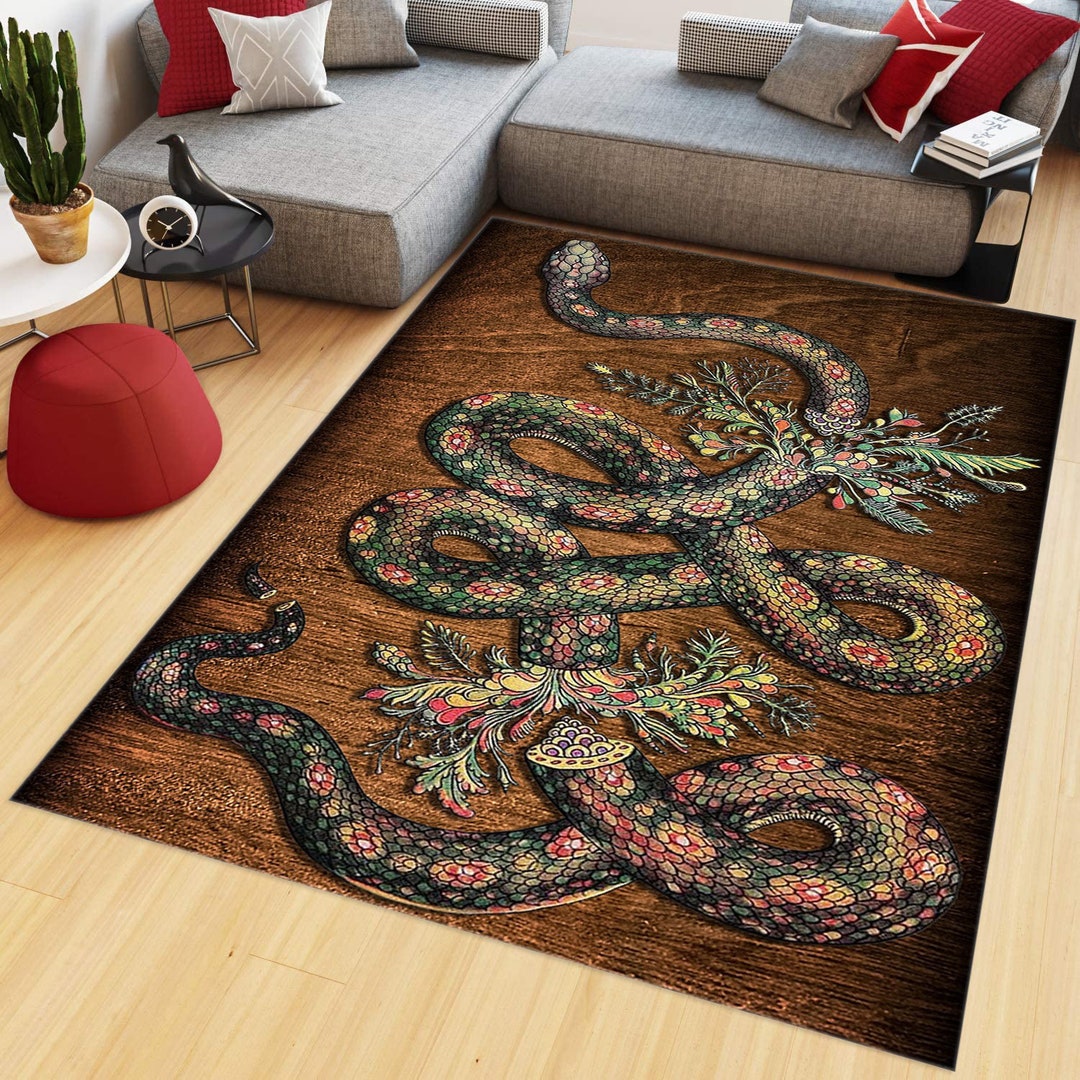 Brown Rug, Wood Look Rug, Snake Rug, Fashion Rug, Modern Art Rug ...