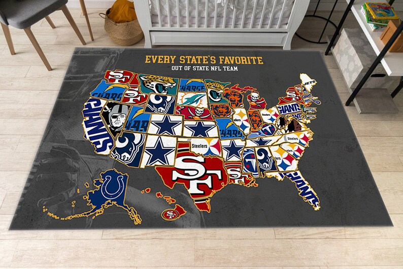 American Football Map Rug, United States Football, Teens Room Decor - Etsy