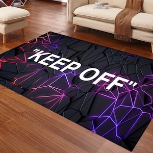 Keep Off Rug, Keepoff Rug, Neon Rug, Gamer Rug, Gaming Room Rug, Fashion Rug, Modern Rug, Gift For Gamers, E-Sport Rug,Colorful Rug, Shining