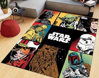 Starwars Rug, Star Wars Rug, Darth Vader Rug, Kids Room Rug, Black Rug, Office Rug, Modern Area Rug, Personalized Gift, Digital Art Rug