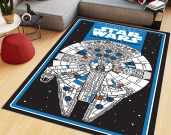 Millennium Falcon Rug, Starwars Rug, Star Wars Rug, Space Ship Rug, Kids Room Rug, Childs Room Rug, Personalized Gift, Room Decor, Floor Rug