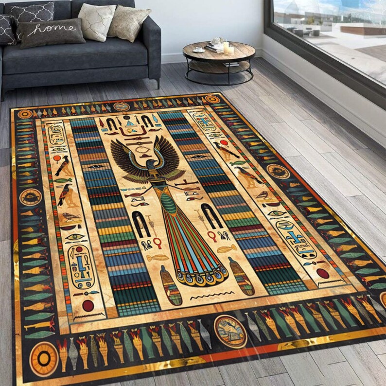 Egypt Rug, Anubis Rug, Ankh Rug, Eye of Ra Rug, Hieroglyph Rug, Living ...