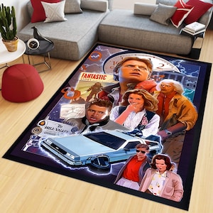 Back To The Future Rug, Time Machine Rug, Office Rug, Living Room Rug, Movie Rug, Cool Rug,Home Room Decor, Personalized Gift,Area Floor Rug