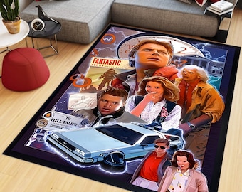 Tappeto Ritorno al Futuro, Tappeto Macchina del Tempo, Tappeto da Ufficio, Tappeto da Soggiorno, Tappeto da Film, Tappeto Fantastico, Arredamento per la Casa, Regalo Personalizzato, Tappeto da Pavimento
