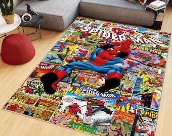 Spiderman Rug, Spider Man Rug, Kids Room Decor, Gift For Childs, Magazine Cover Carpet, Birthday Gift, Game Mat, Super Hero Rug, Floor Rug