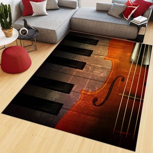 Violin Rug, Piano Rug, Musician Room Decor, Music Rug, Brown Rug, Boys Girls Room Decor, Office Rug, Cool Rug, Personalized Rug, Area Carpet