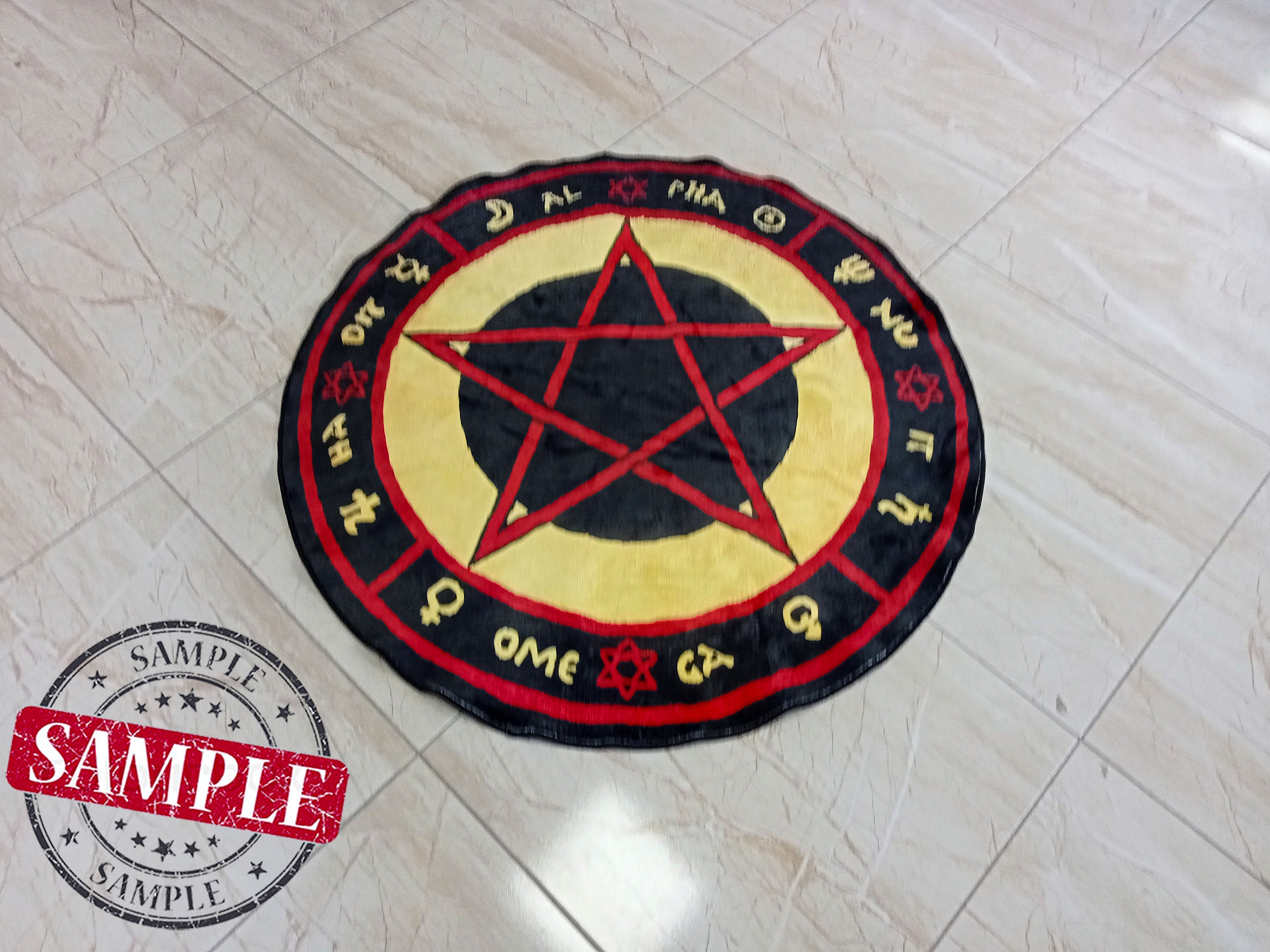 The Love Witch Patterned Rug, Astrology Rug, Mystery Decor, Red ...