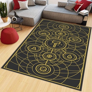 Hammer Rug, Golden Motifes Rug, Luxury Motif Rug, Living Room Rugs, Room Decor, Office Rug, Modern Area Rug, Personalized Gift, Digital Rug