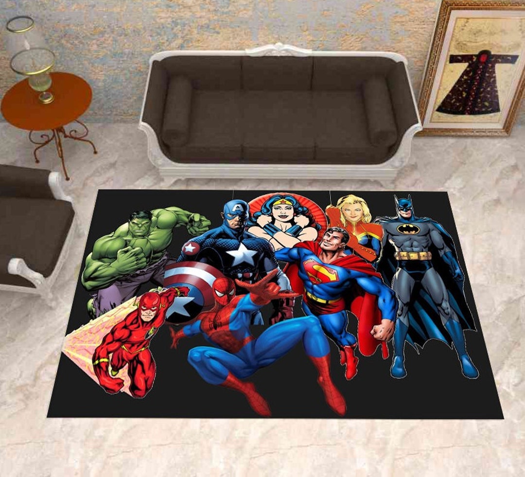 Action Figure Rug Super Hero Rug, Spiderman Rug, Ironman Rug, Kids Room Decor, Gift for ...