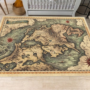 Dungeons Dragons Teppich, Azzurgard Karte, DND Karte Teppich, Spielkarte, Jungenzimmer Dekor, Gamer Teppich, Geschenk für Ihn, personalisiertes Geschenk