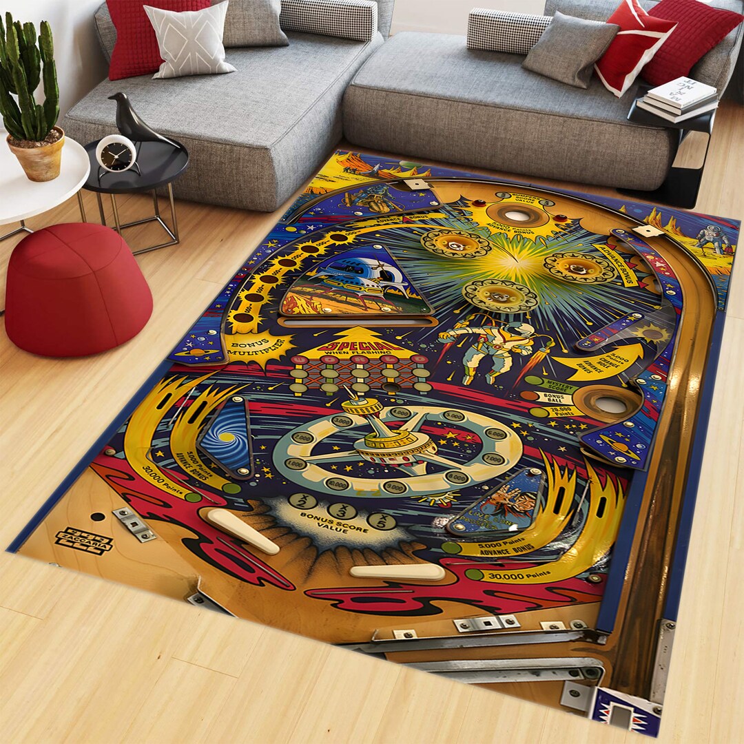 Pinball Rug, Pin Ball Rug, Kids Room Rug, Nostalgia Retro Decor, Gamer ...