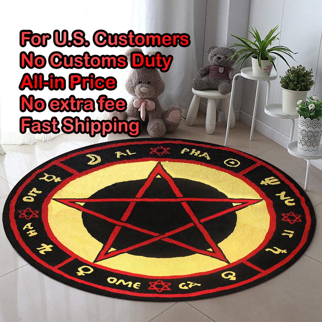 The Love Witch Patterned Rug, Astrology Rug, Movie Decor, Red Pentagram ...