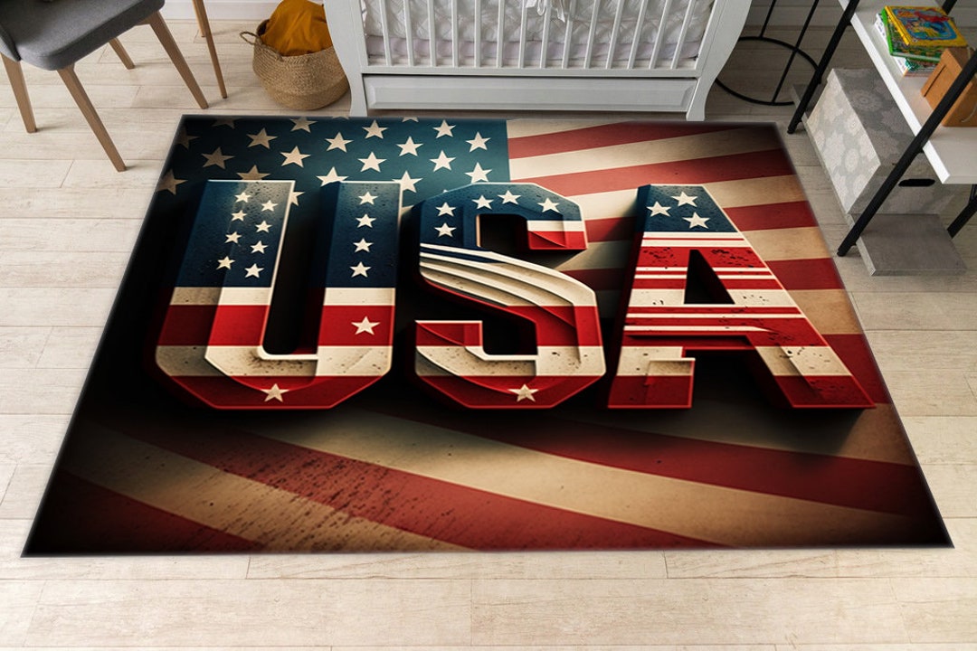 USA Flag Rug, America Flag Rug, United States Flag Rug, Modern Rug ...