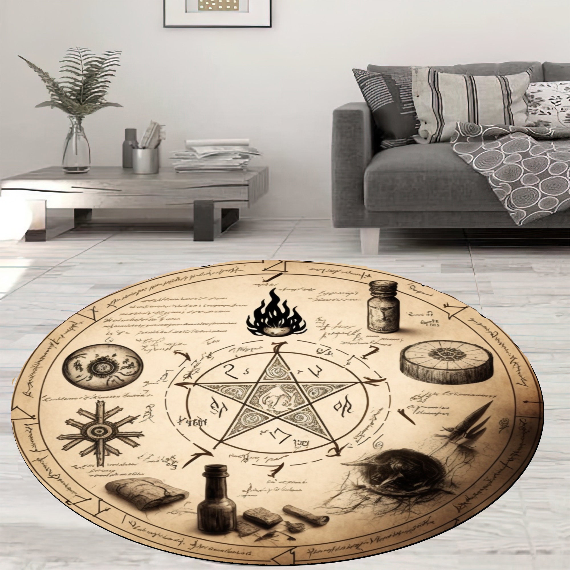 The Love Witch Patterned Rug, Astrology Rug, Mystery Decor, Red ...