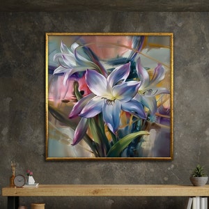colorful flowers canvas art, flower canvas painting, vintage art, floral art work, wall art canvas design, framed canvas ready to hang