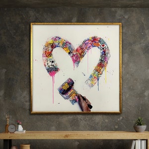 Banksy Love Canvas, Love Poster, Wall Art Canvas Design, Ready To Hang Decoration