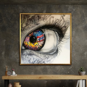 Banksy Eye canvas, dierenposter, kunst aan de muur canvasontwerp, klaar om decoratie op te hangen