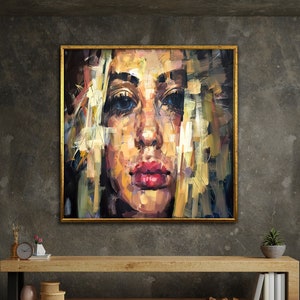 face canvas art, woman portrait canvas wall art, portrait painting canvas, abstract face,wall art canvas design, framed canvas ready to hang