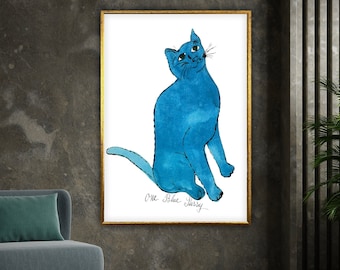 cat print on canvas, modern wall art, extra large wall art, animals canvas print, wall art canvas design, framed canvas ready to hang