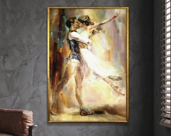 wall decor, canvas home decor, large canvas, dancing couple painting print, dancer poster,wall art canvas design,framed canvas ready to hang