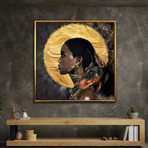 african woman canvas painting, black woman canvas print, ethnic poster, wall art canvas design, framed ready to hang