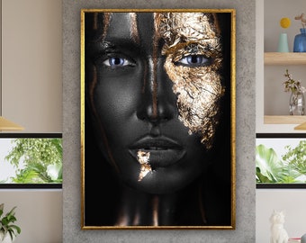 african women art decor, african girl canvas wall art, ethnic art canvas print, beauty woman print art canvas design, framed ready to hang