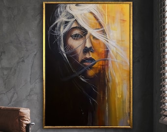 woman silhouette canvas print, woman canvas painting, artistic woman canvas, wall art canvas design, framed canvas ready to hang