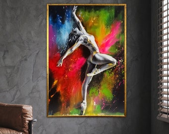 large dancing painting,couple wall art,dance home painting,dancer poster, wall art canvas design, framed canvas ready to hang